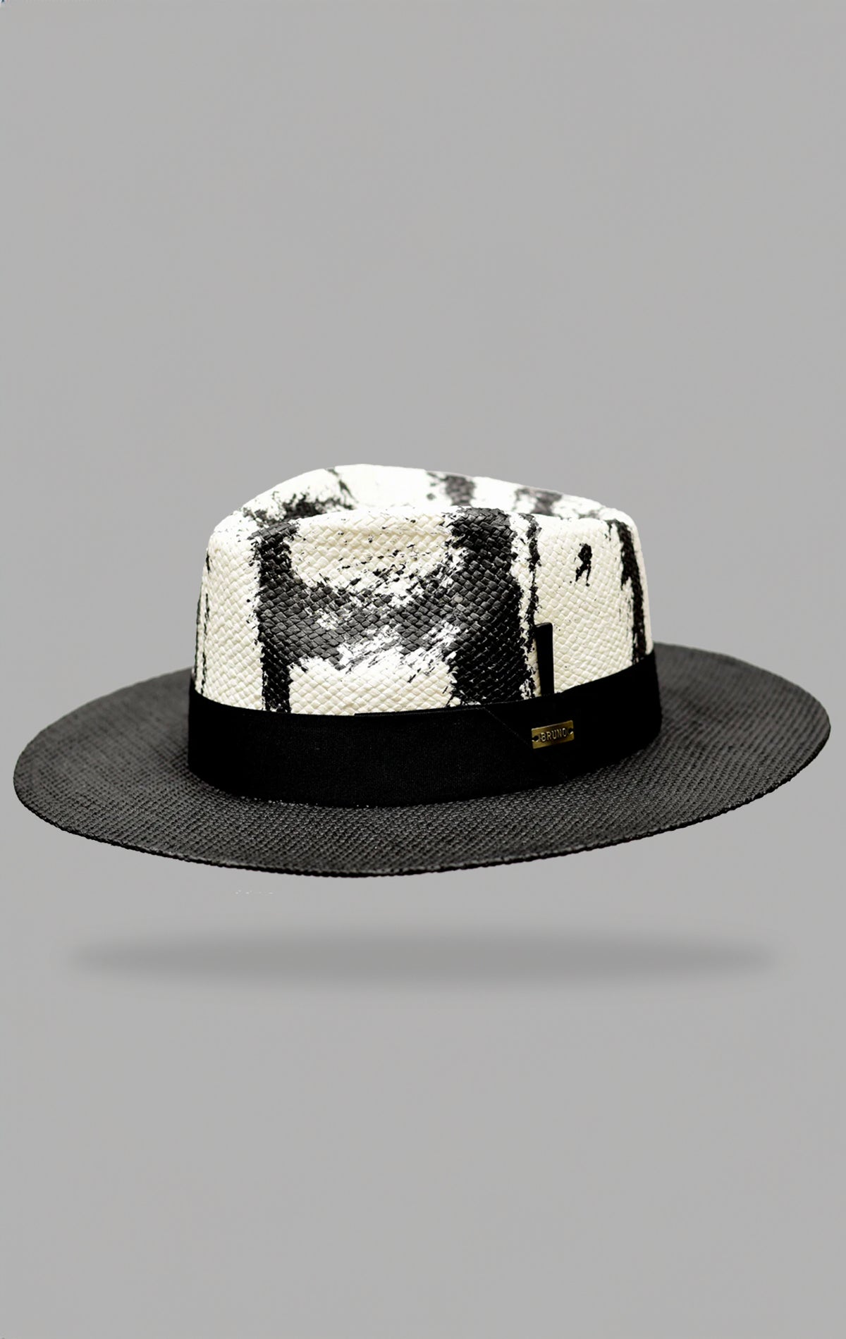 Hand-dyed wide brim fedora hat with Grosgrain ribbon and matchstick